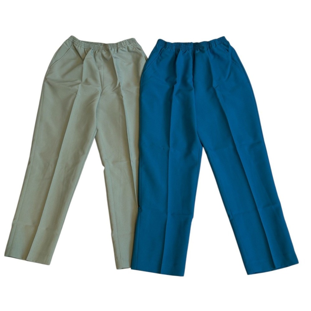 Blair Womens 8PS Petite Elastic‎ Waist Pull On Pants Bundle Teal Sage Green 2Pk